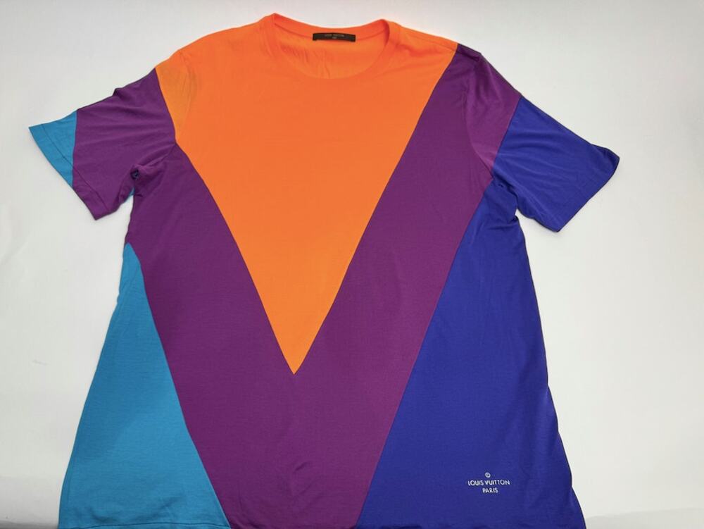 Men's Louis Vuitton LV 2013 Multicolor Colorblock Pattern T-Shirt Size XL
